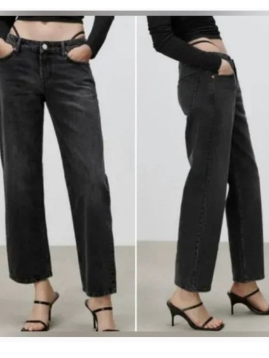 Zara Denim - Zara Washed Black Straight Leg Jeans